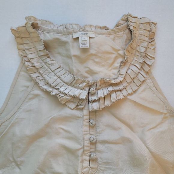 J.Crew Silk Ivory Ruffle Collar Top - Picture 5 of 7